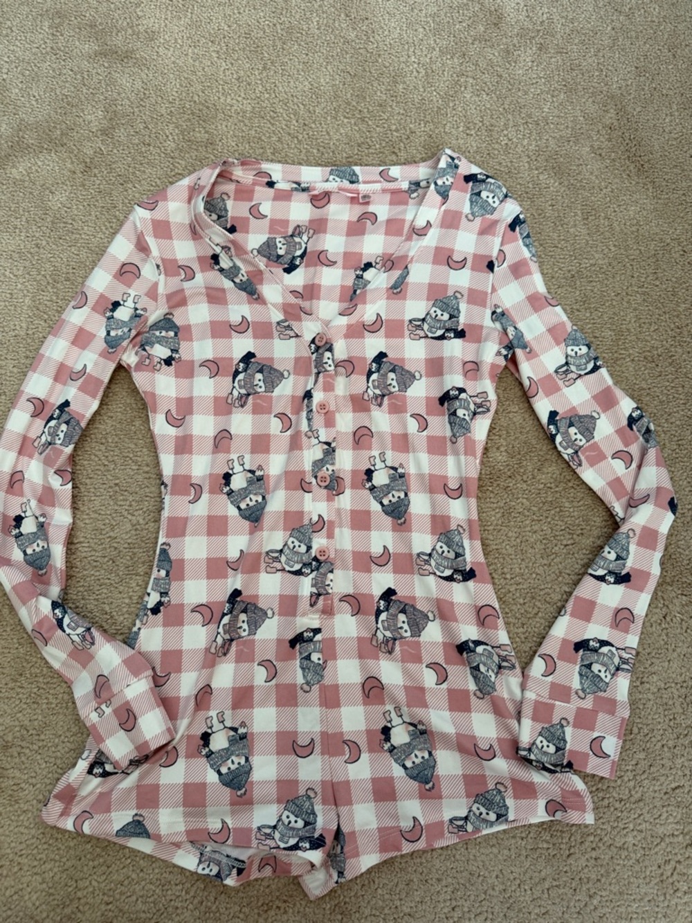 La Vie En Rose Pink penguin pj Romper
